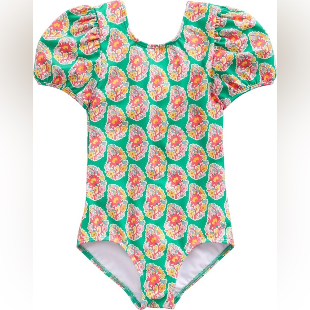 Boden Puff Sleeve One-Piece Swimsuit